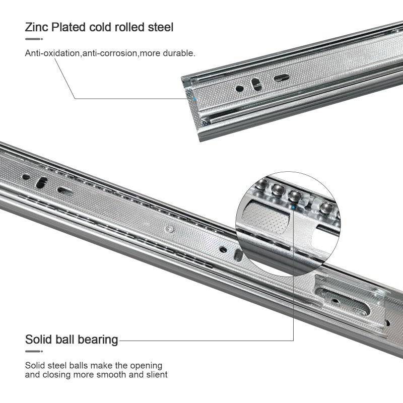 FCOUMY 10 inch Drawer Slides 4 Pairs (8pcs) Full Extension Ball Bearing Drawer Slide 3 fold Full Stretch Side Mount Drawer Slides 100 LB Capacity Drawer Slide 10"" Silver - Image 3